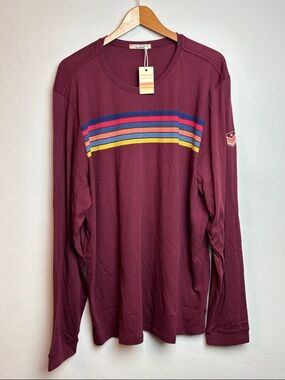 NWT Marine Layer Men's  XL Archive Chest Stripe Tee Tawny Port Long Sleeve Crew